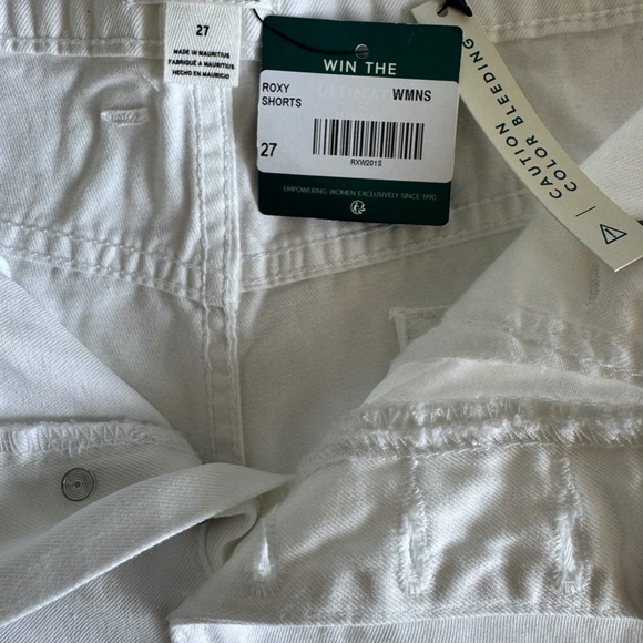 NWT ROXY High Rise White Denim Jean Shorts Women's Button up fly Size 27 - Picture 16 of 16